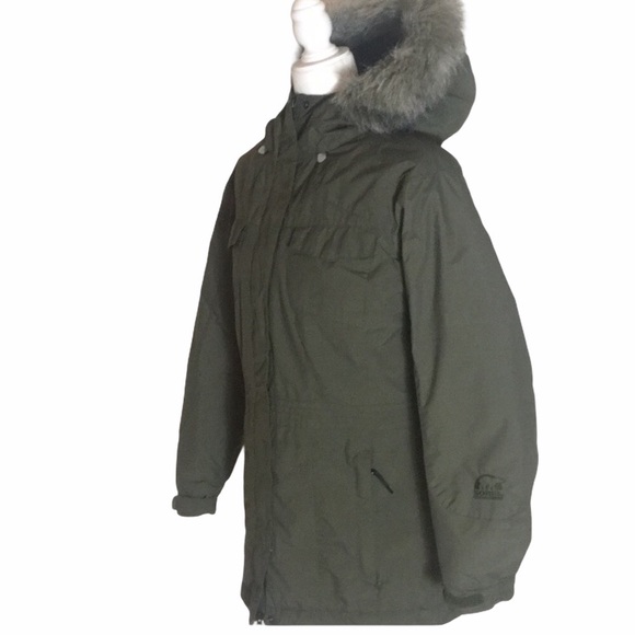 SOREL Jacket Parka Olive Green Hood Winter Ski Snow Down Coat Medium Womens 8 - Picture 6 of 8